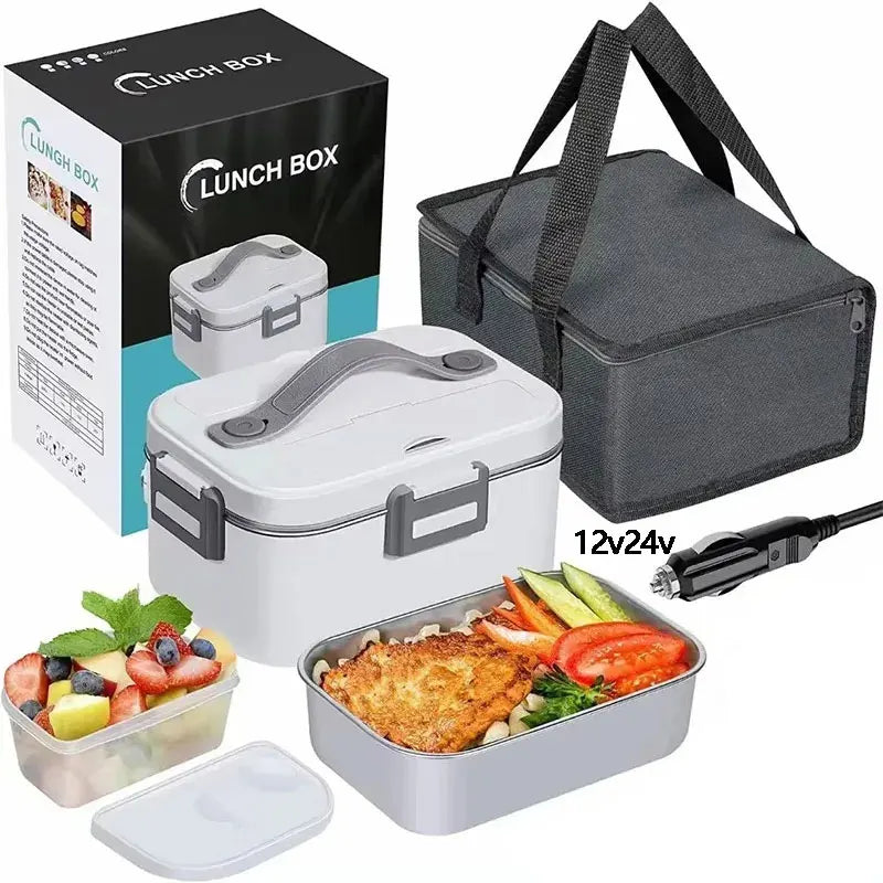 1.8L Food Heater 3 in1 Portable Leakproof Heated Lunch Box 75W Electric Lunch Box for Car Truck Office with Insulated Carry Bag