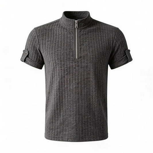 Summer Cleanfit Half-Zip Knit Striped T-Shirts For Men 2026 Solid Color Basis Gym Clothing Man Retro Street Y2K Casual Tee Tops