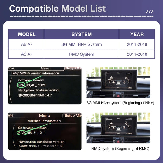 Road Top 12.3" Linux Screen For Audi A6 C6 A7 C7 2011-2018 with Wireless CarPlay Android Auto Airplay Car Radio Player