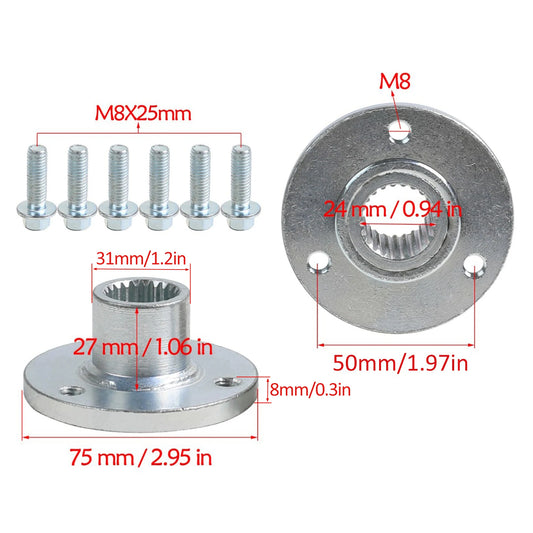 23T 3 Stud Rear Axle Wheel Hub For 5" Tyres Racing Go Kart Quad Trike ATV Buggy