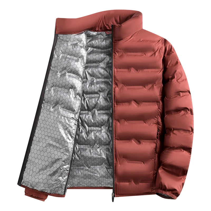 Graphene Self-heating Parka Jacket Men Solid Windproof Pleated Down Jackets Man Stand Collar Parkas Winter Padded Jackets Male