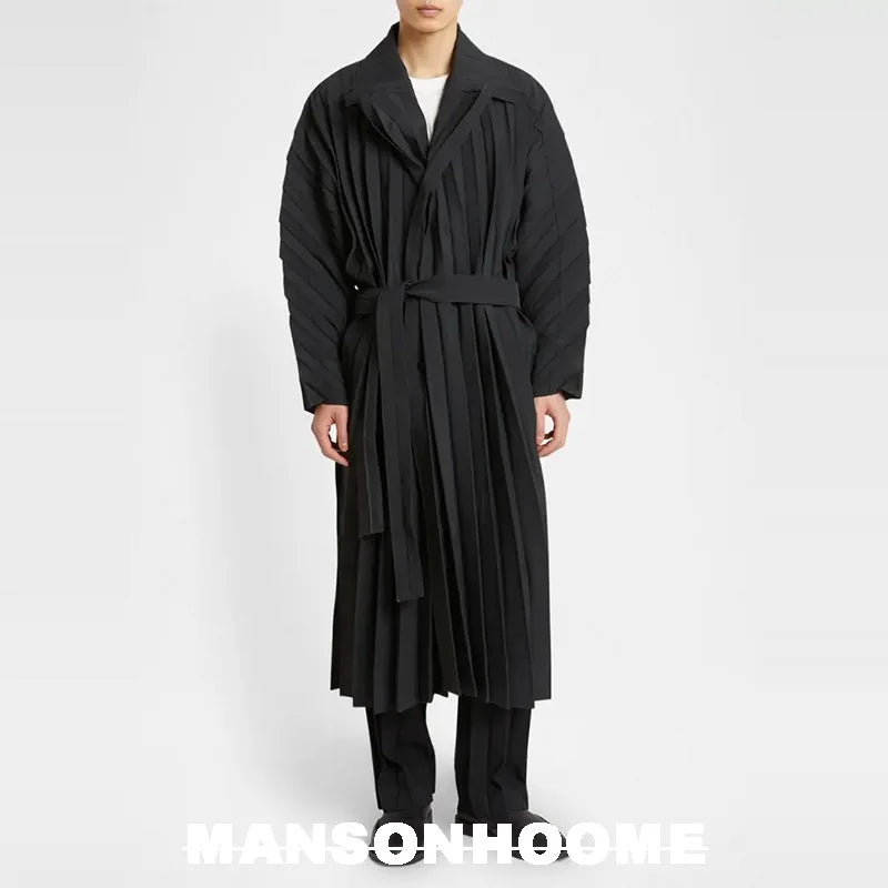 Japan ISSEYS MIYAKES Pleated Loose Drape Casual Loose Trench Coat Mid-Length Coat Jacket