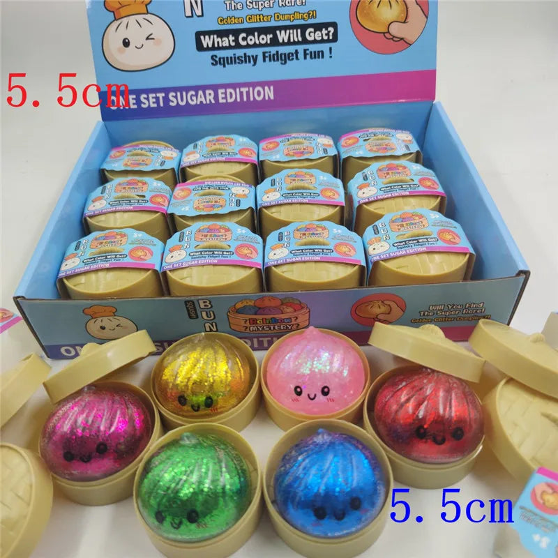 5.5/8.5cm Stress 1-12Pcs Dumpling Squash Toy Dampaline Squishy with Box Dumplings Sensory Squeeze Toy for Relief Gift Birthday