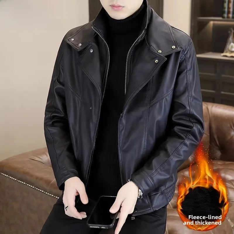 TUCANO Men's Genuine Leather Jacket 2026 Autumn Winter Warm Sheepskin Slim Fit Biker Style Stand Collar Coat Outerwear