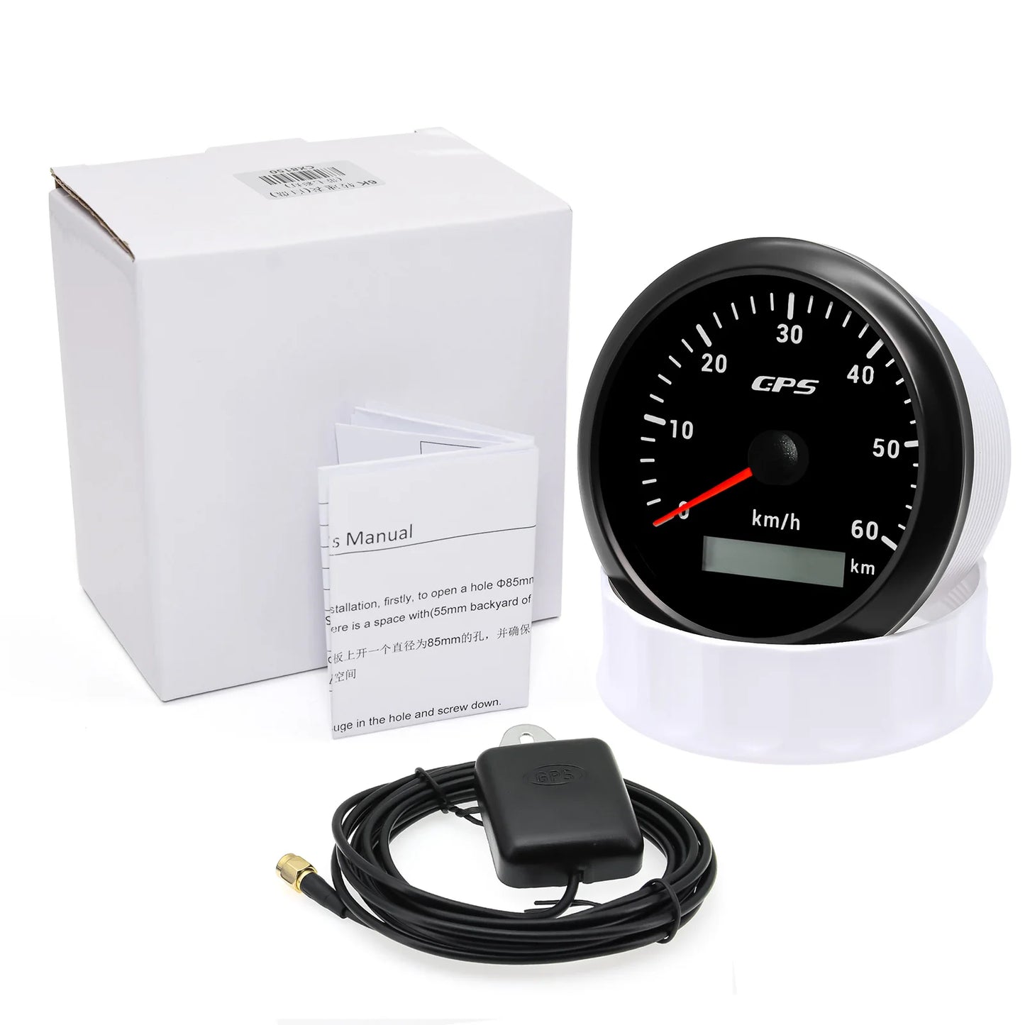 7 Color LED 30/60/80/120/200KMH 85MM GPS Speedometer Gauge with GPS Antenna For Motorcycle Boat Car Truck Speed Gauge 9-32V