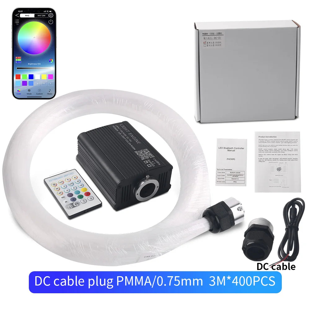 16W Car Roof Star Light Twinkle Fiber Optic Light Ceiling Star Lighting Kit RGBW APP Music Control Car Starry Sky Ceiling Lamp