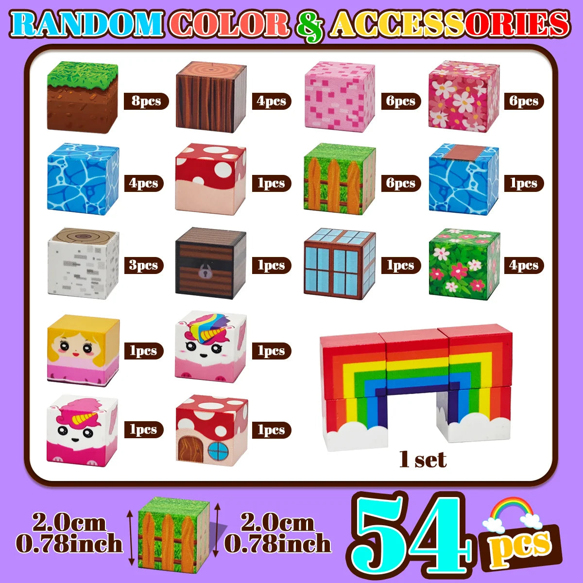 Magnetic Building Blocks, Rainbow Unicorn Magnetic Cubes, Education Toys for Girls and Boys, Ideal Christmas Birthday Gifts