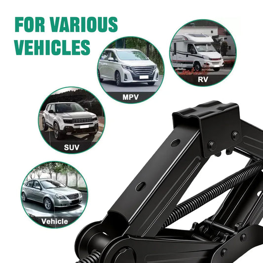 Mechanical Manual Scissor Jacks With Stabilizer Base & Ratchet Wrench For Car/SUV Tire Replacement And Emergency Roadside Repair
