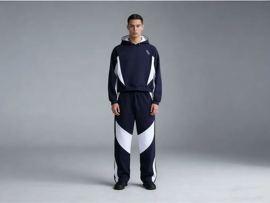 New European and American Ins color blocked embroidered personalized hoodie y2k fashionable casual sports style pants set