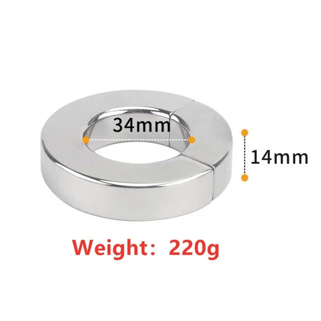 Stainless Steel Ball Stretcher Scrotum Pendant Heavy Magnetic Penis Lock Cock Ring Bondage Metal Erection Male Delay Sex Toy Man