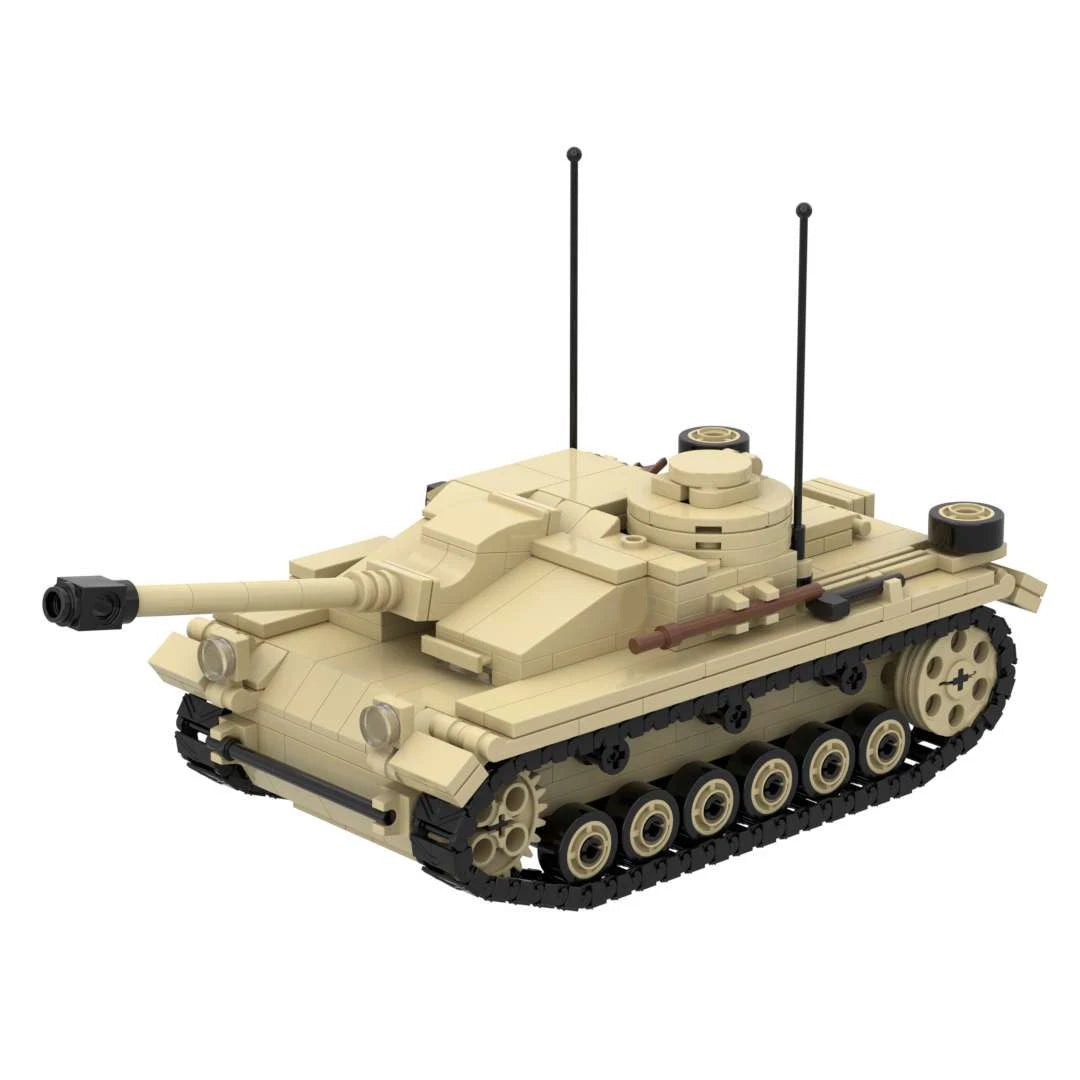 WW2 German StuG III Ausf G Assault Gun Building Blocks Toy Set Military Tank Destroyer Bricks Model Stug3 for Collectors