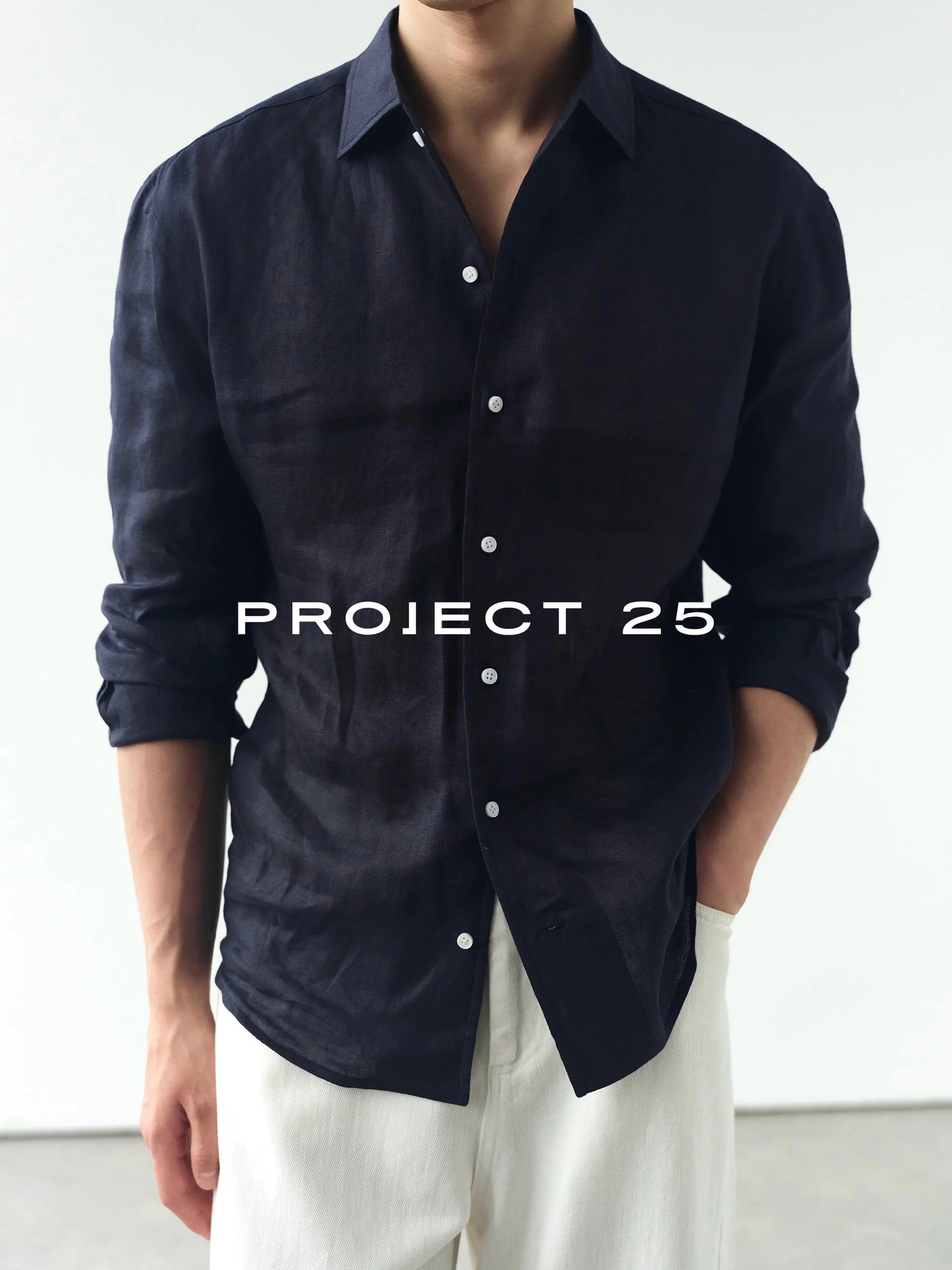 PROJECT 25 Men Normandy TEX-NORD Linen Shirt, Breathable Cooling Old Money Style Relaxed Long Sleeve Casual Luxury Daily Blouse