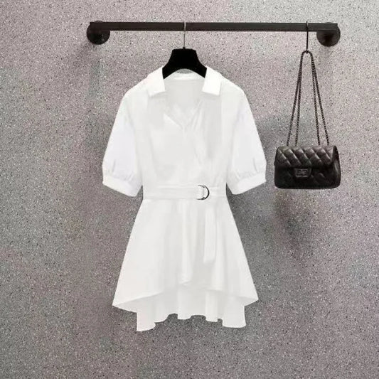 Slimming Effect Long Sleeve Women's Shirt Waist Cinching Fashionable plus Size Summer Shirt Polyester Material Casual Style