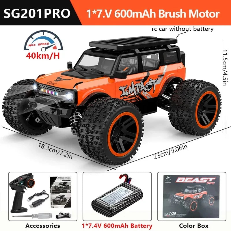 1:20 4WD RC Car 55KM/H With LED Professional Off-Road Racing Brushless 2.4G Remote Control Cars High Speed Drift Monster Truck