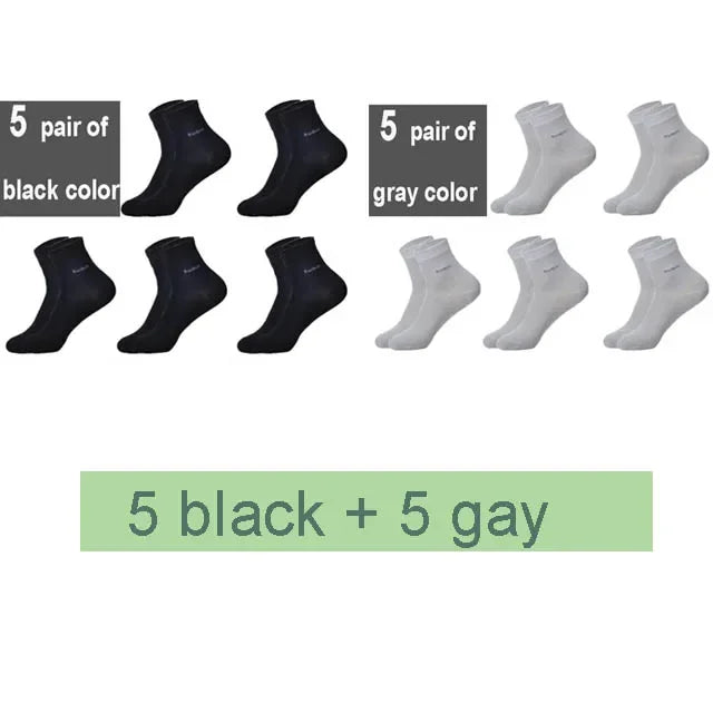 10 Pairs/Lot Men's Bamboo Crew Socks Comfortable Breathable Casual Business Socks High Quality Brand Guarantee Male Gift Set