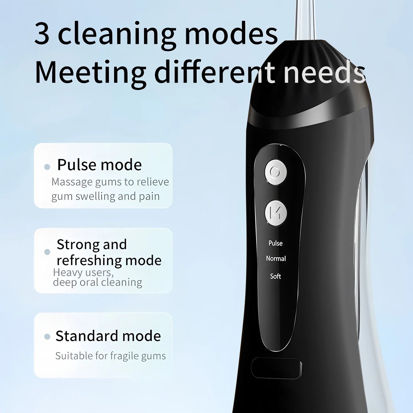 Water Floss Portable Cordless F18 Water Flosser 3 Cleaning Modes Waterproof Rechargeable Water Cleaner 4 Nozzles Clean Gums