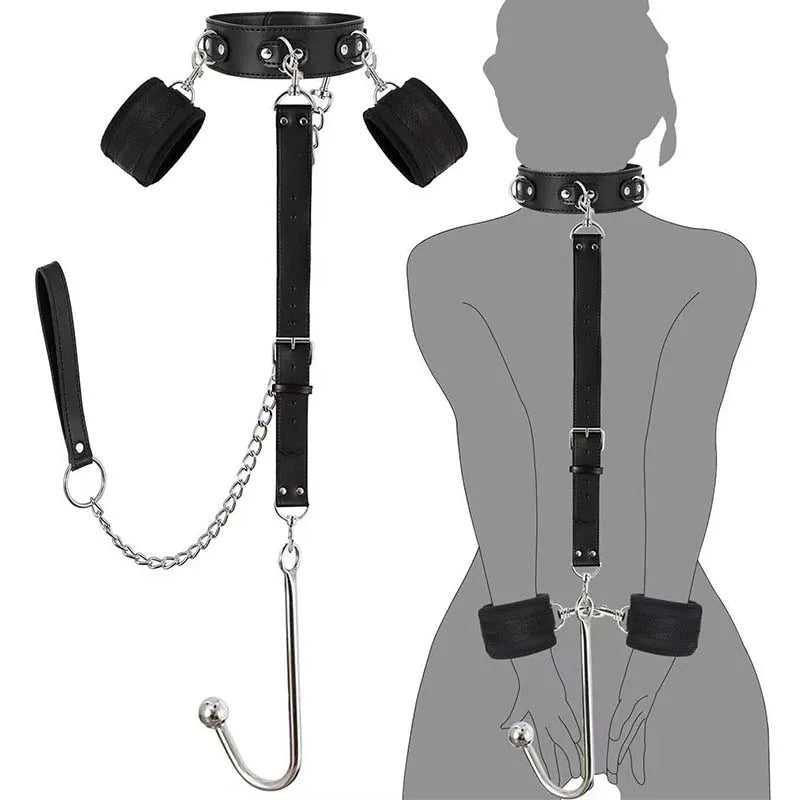 SM Adult Sex Toy Backhand Binding Apertural Plug Anal Hook Bondage Toys Bdsm Kit Slave Bondage Handcuff Couple Bundle Game 18+