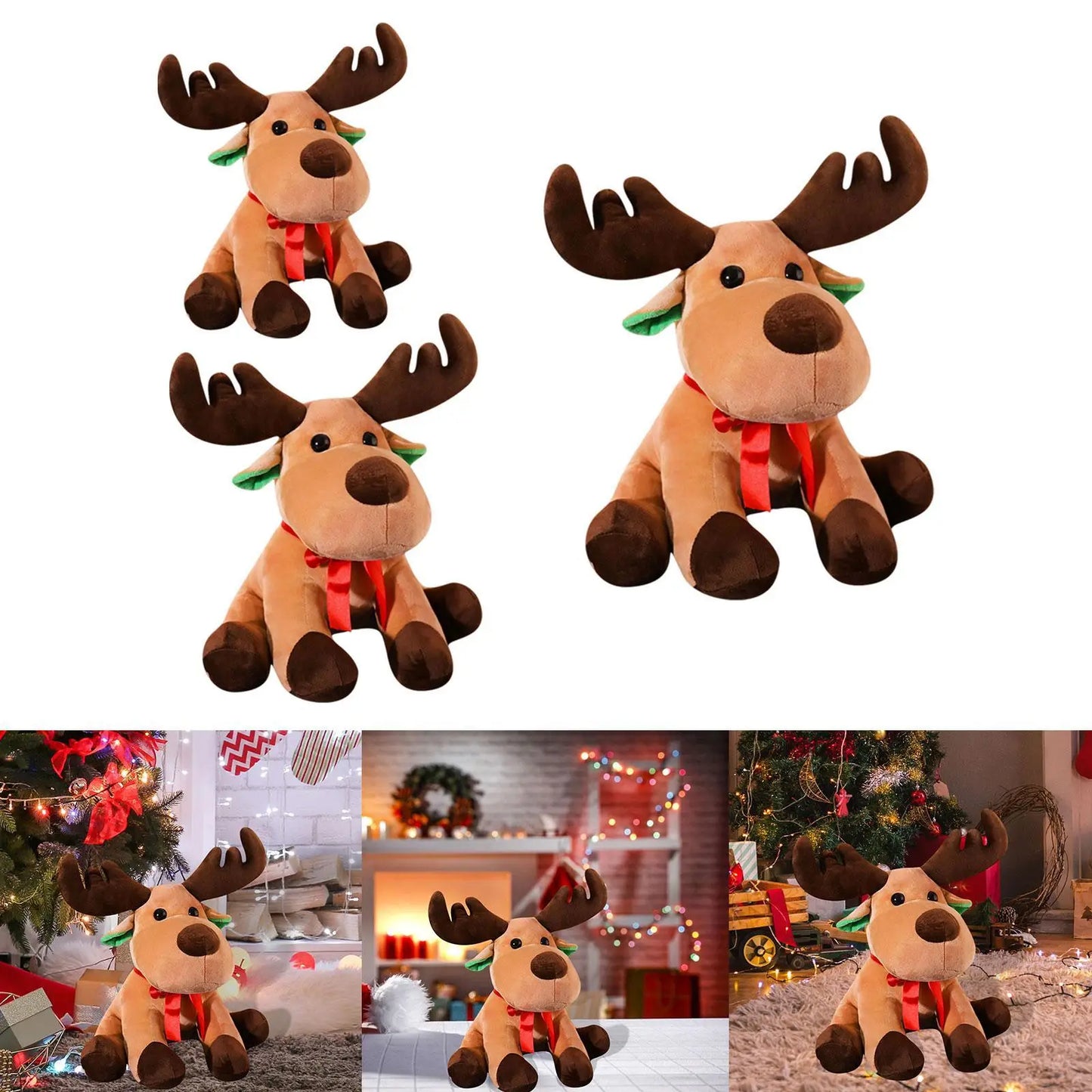 Reindeer Plush Toy Christmas Elk Plush Toy Decor Cartoon Cozy Stuffed Animals