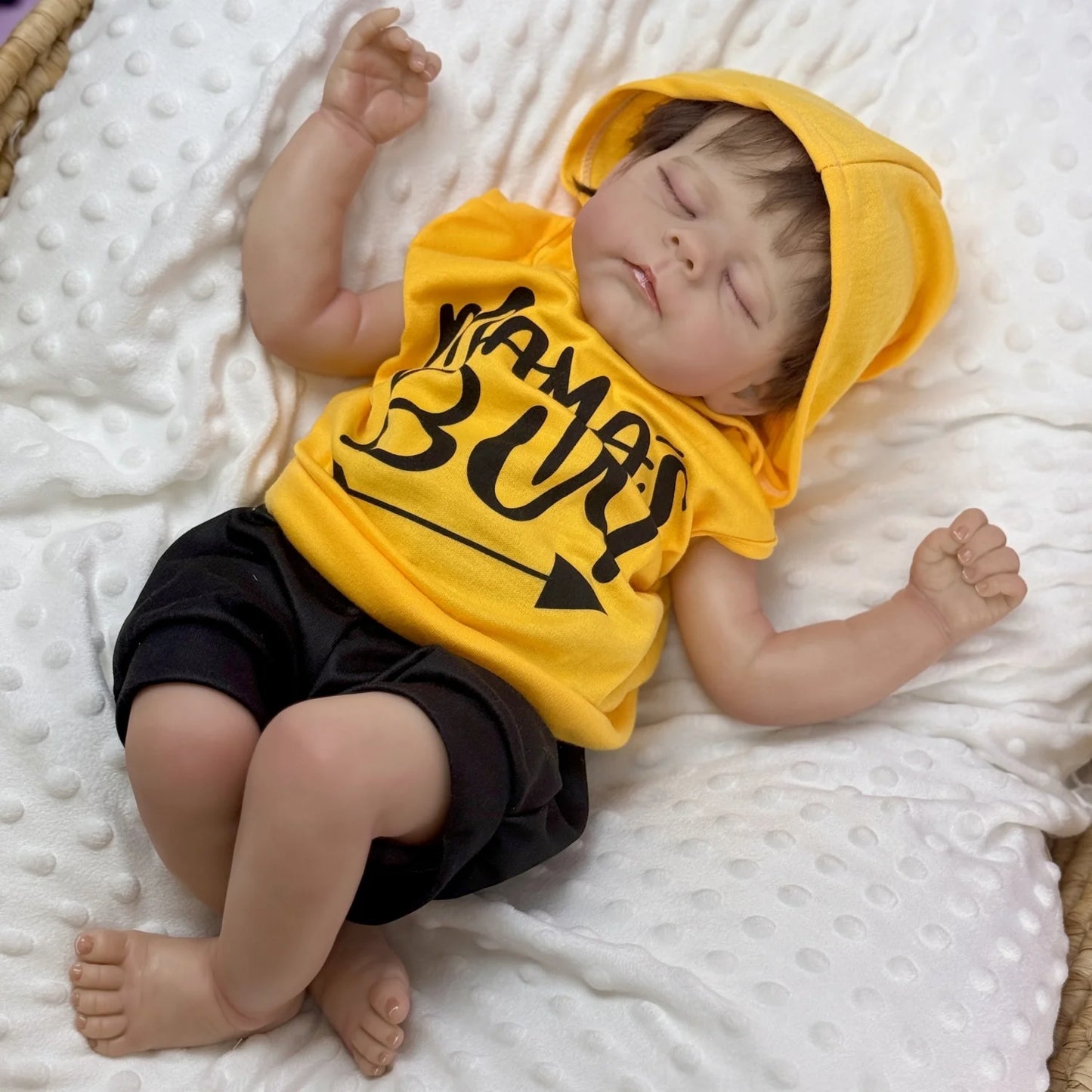 BZDOLL 50 CM Asleep Reborn Baby Art Doll Toy for Kids Lifelike Vinyl Limbs Cloth Body Sweet Babies Doll Handmade Birthday Gift