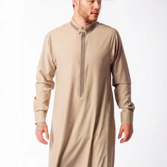 2026 New Long-sleeve Embroidered Men's High-quality Clothing With Pockets Robe Abaya Ramadan Dubai Luxury Islam Elegant