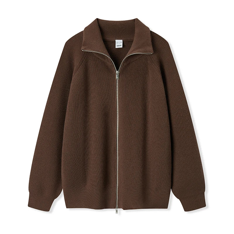 Semir Knit Sweater Men 2025 New Autumn Couple Matching Warm High Neck Pullover Layering Cardigan