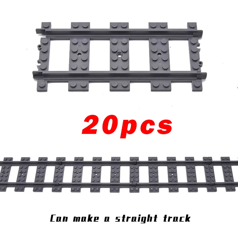 MOC City Bricks Train Flexible Construction Parts Railway Curve Track R104 Building Blocks Model Accessories Compatible 53401