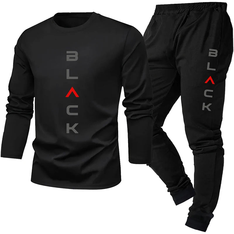 2-piece men's sleepwear set for spring summer autumn winter long sleeved pants letter patterned base shirt home wear set