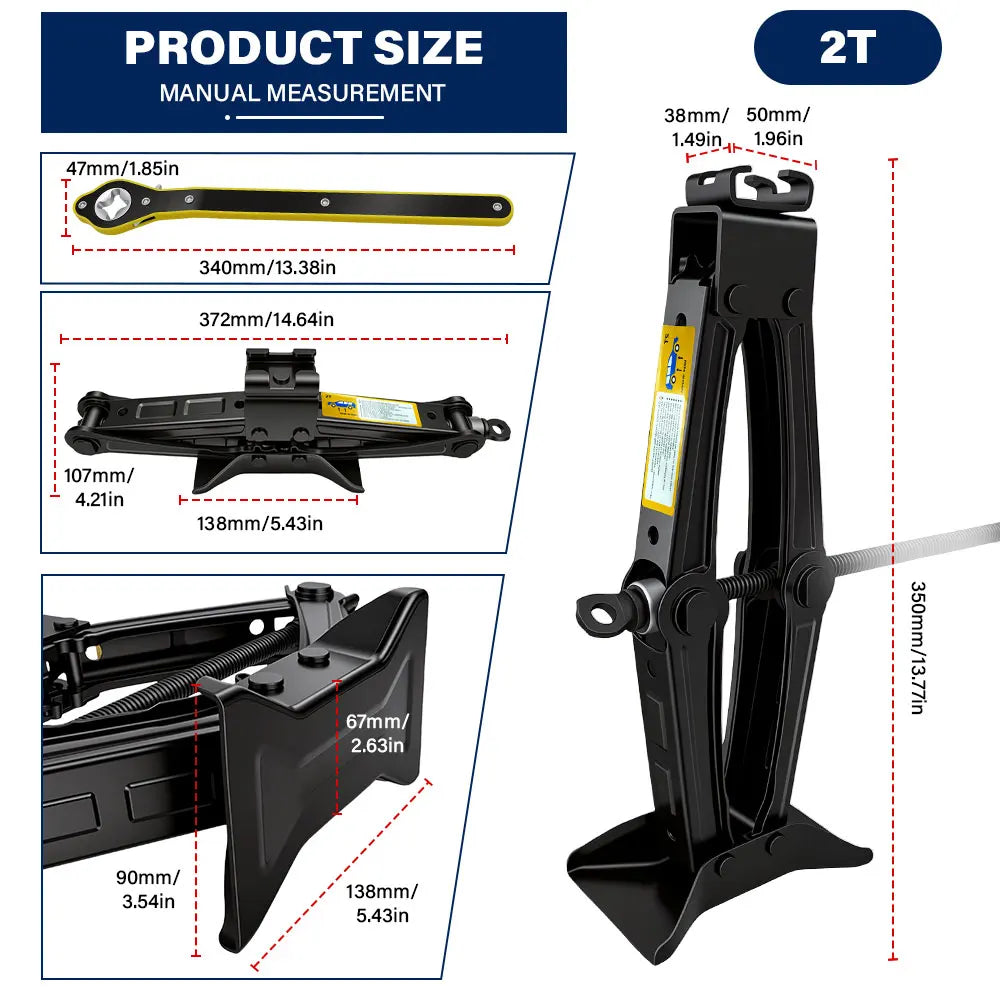 2 Ton Scissor Jack Set,Car SUV Auto Jack Kit with Extendable Wheel Wrench,Labor-Saving Repair & Tire Replacement Tool