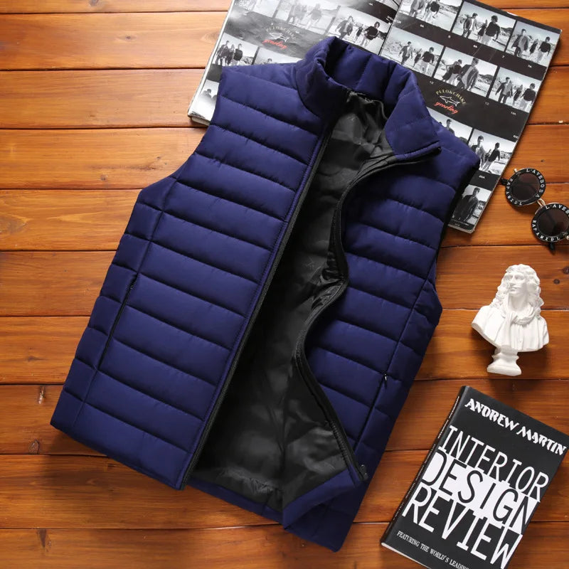 Men's Down Cotton Sleeveless Vest Autumn Winter Korean Style Casual Trendy Warm Waistcoat Jacket