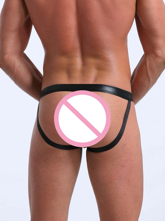 PU Faux Leather Underwear Men's Jockstrap Gay Erotic Panties Sexy Lingerie Hot Sexy Male's Thongs G String 1/3/5pcs