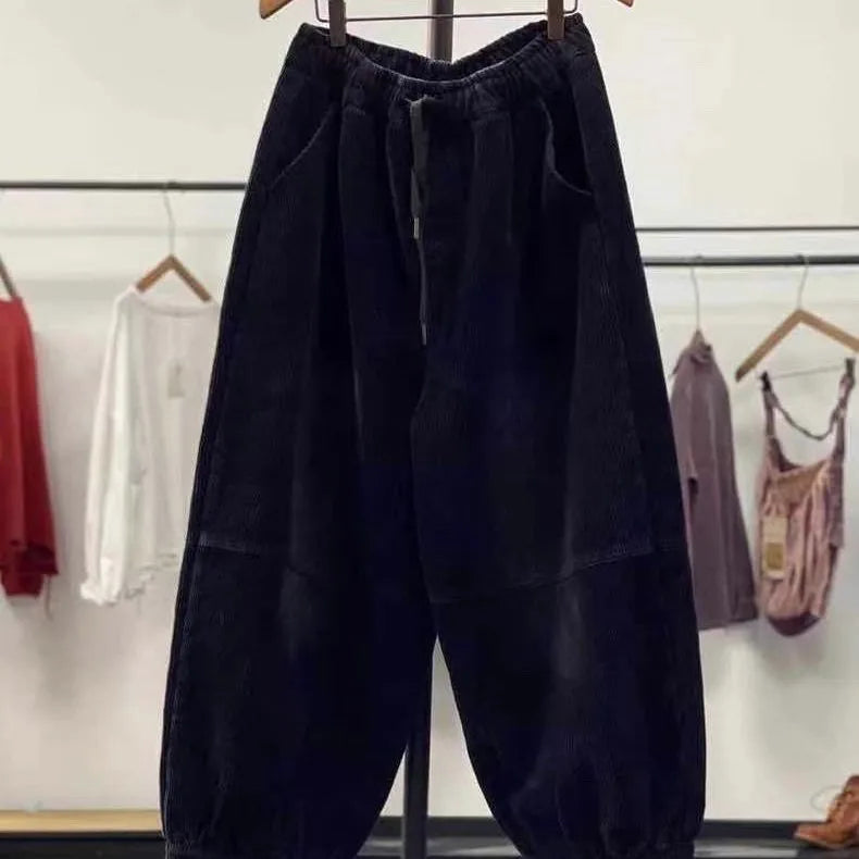Winter 2024 Women's Casual Pants Fleece Lined Thickened Harajuku Style Long Trousers Lantern Pants Comfortable Fit Commute Fa...