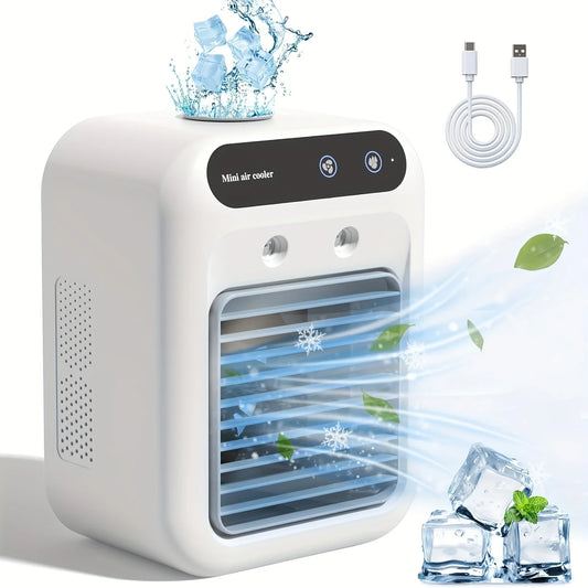USB Desktop Fan Water tank Mini Air Cooler Portable Personal Cooling Device 1800mAh Lithium Battery Low Voltage Operation Fan