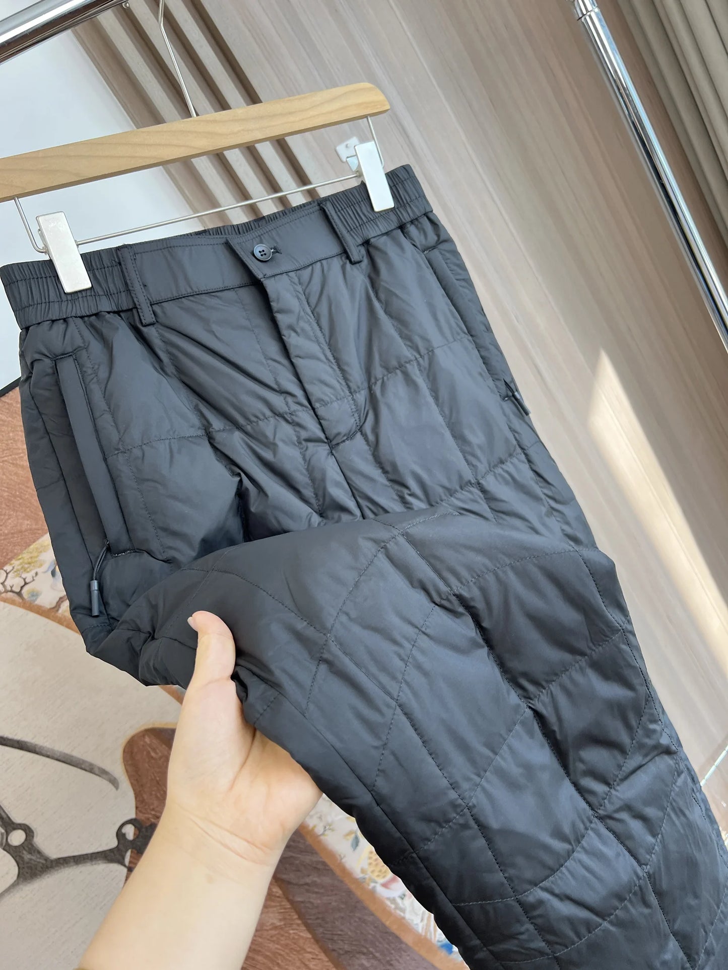 Men's Winter Comfortable Pure Color Casual down Pants 90 Duck down Long Trousers Fashionable Youth Style Outerwear