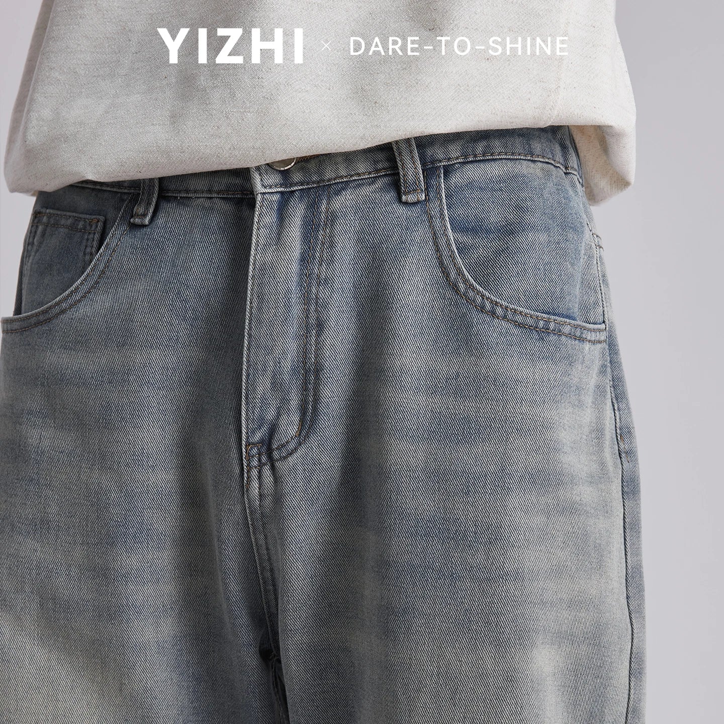 Men's Korean Style Draped Wide Leg Jeans 2026 Summer Elastic Waist Loose Curved Pants Streetwear Commuter Casual Long Trousers