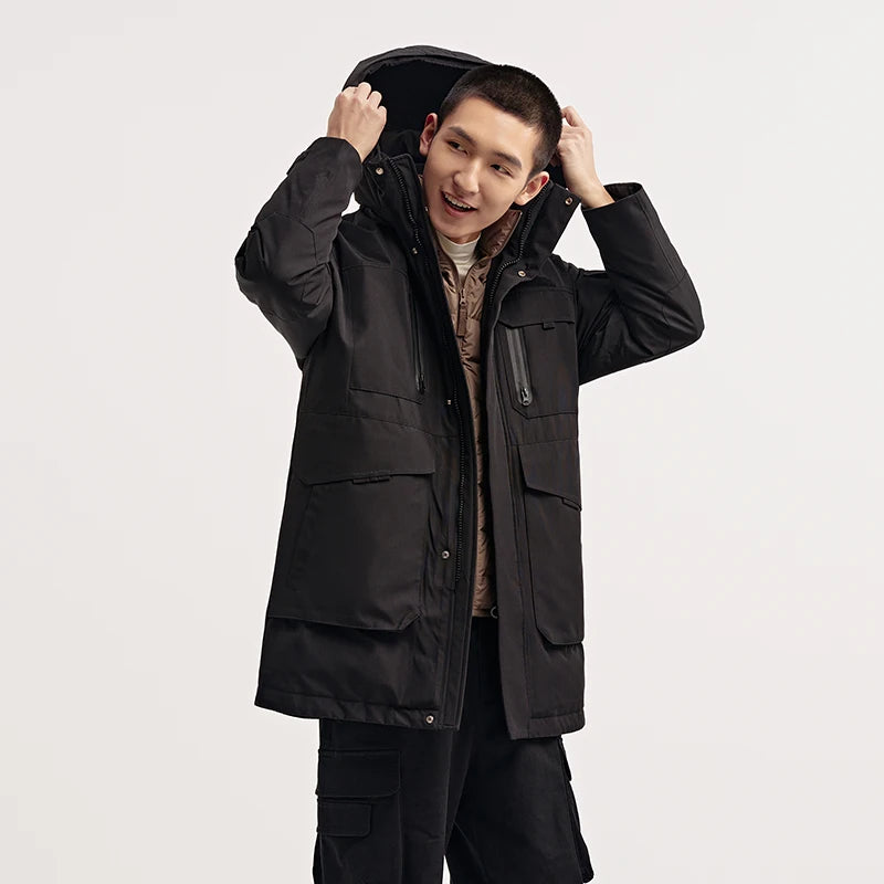Semir Goose Down Jacket Men Waterproof Windproof Thermal Hooded Thickened 2025 Winter Man Clothing