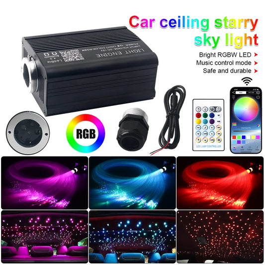 16W Car Roof Star Light Twinkle Fiber Optic Light Ceiling Star Lighting Kit RGBW APP Music Control Car Starry Sky Ceiling Lamp