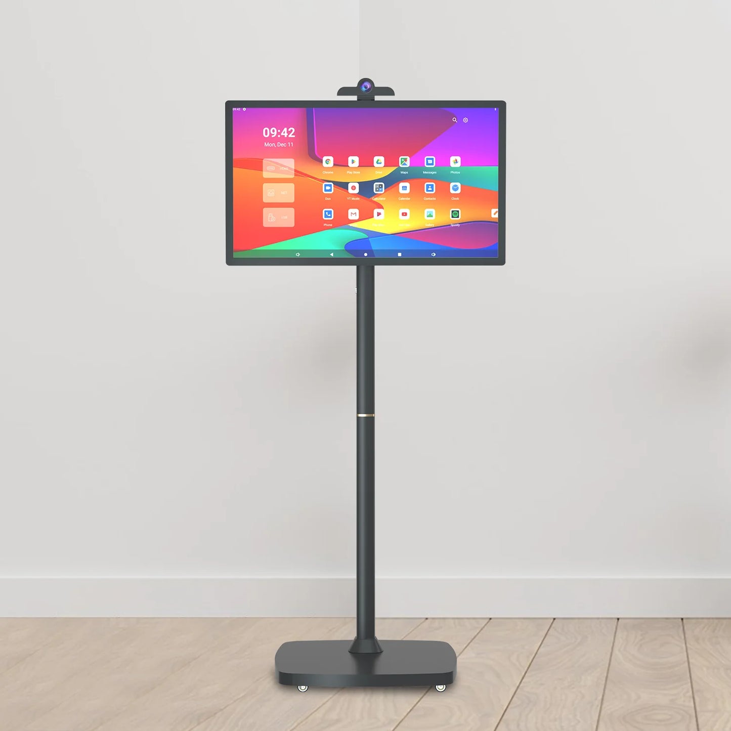 27" Portable Smart TV - Rotatable Android 10 Advertising Monitor with Battery (Movable Stand, Full HD Touchscreen)