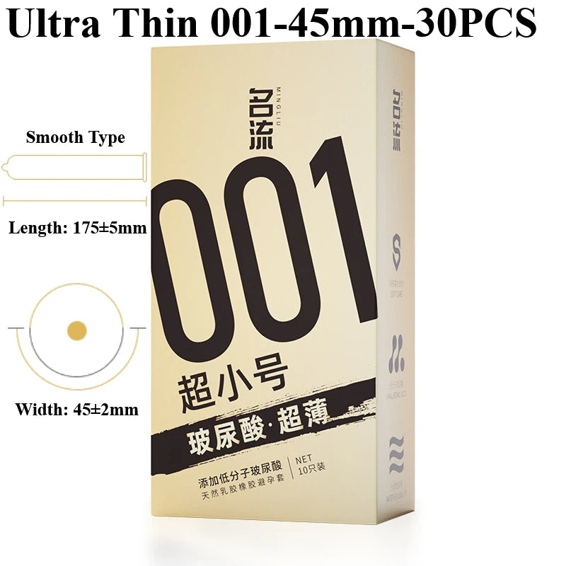 30PCS Small Condoms For Adult Sex 45/49mm Ultrathin 001 Penis Sleeve Sex Toys Hyaluronic Acid Condom Super Tight Cock Sleeve 18+