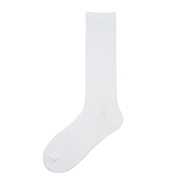 6 Pairs Large Men's Cotton Office Socks Long Solid White Black Mid-Calf Business Formal Sock Casual Plus Size 45 46 47 48 49 50