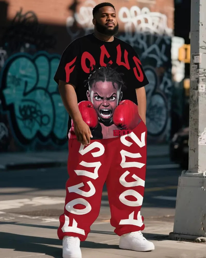 S-9XL Men's Plus Size Rodman Hip-Hop Short-Sleeved T-Shirt and Pants Two-Piece Set