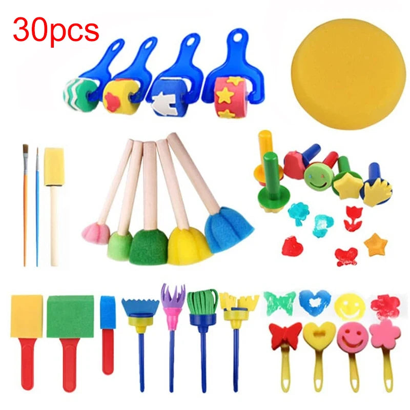 Children Drawing Sponge Brush Toys Art Craft Halloween Drawing Graffiti Tools Teaching Incentive Supplies Roller Seal Stamp TMZ