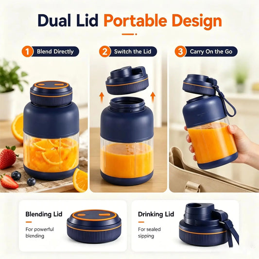 1300ML Portable Electric Juicer Blender for Home, USB Charging, Fruit Juicer, Lemon, Orange, Fruit Juicing, Outdoor Juicer