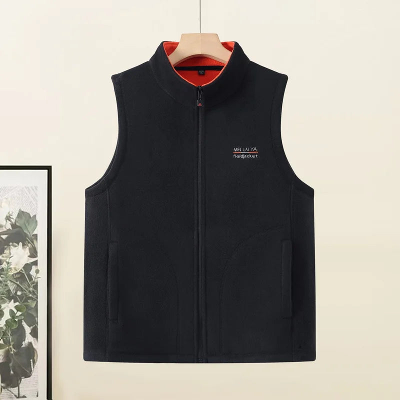 Men's High-quality Velvet Vest Autumn Winter Lightweight Outdoor Casual Vest Camping Fishing Zipper Vest Work Clothes