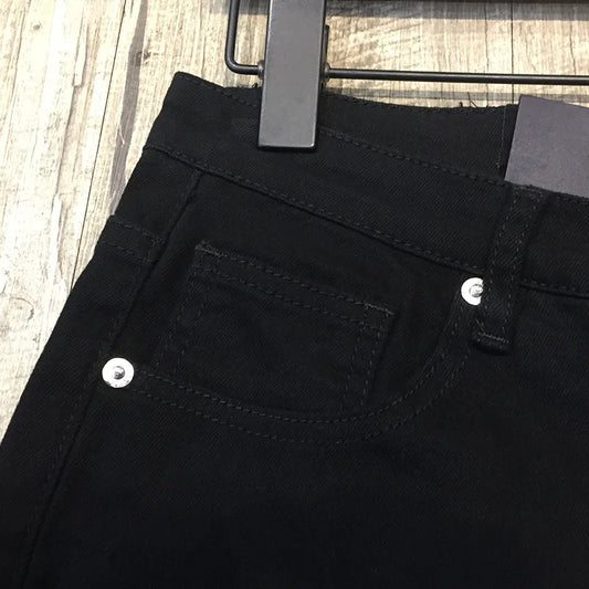 2024 New Summer Fashion Denim Shorts Men's Slim Straight American Street Trend Casual All-Match Cropped Pants