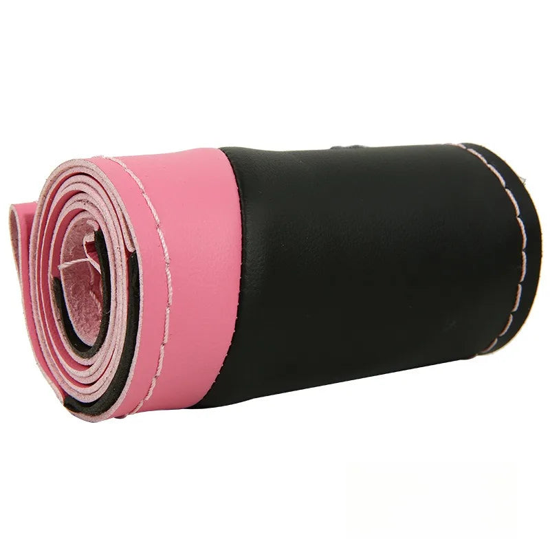 Leather Hand Sewn Steering Wheel Covers Universal DIY Braiding Car Steering Wheel Cover Car Accessories Steering Wheel Wrap 38CM