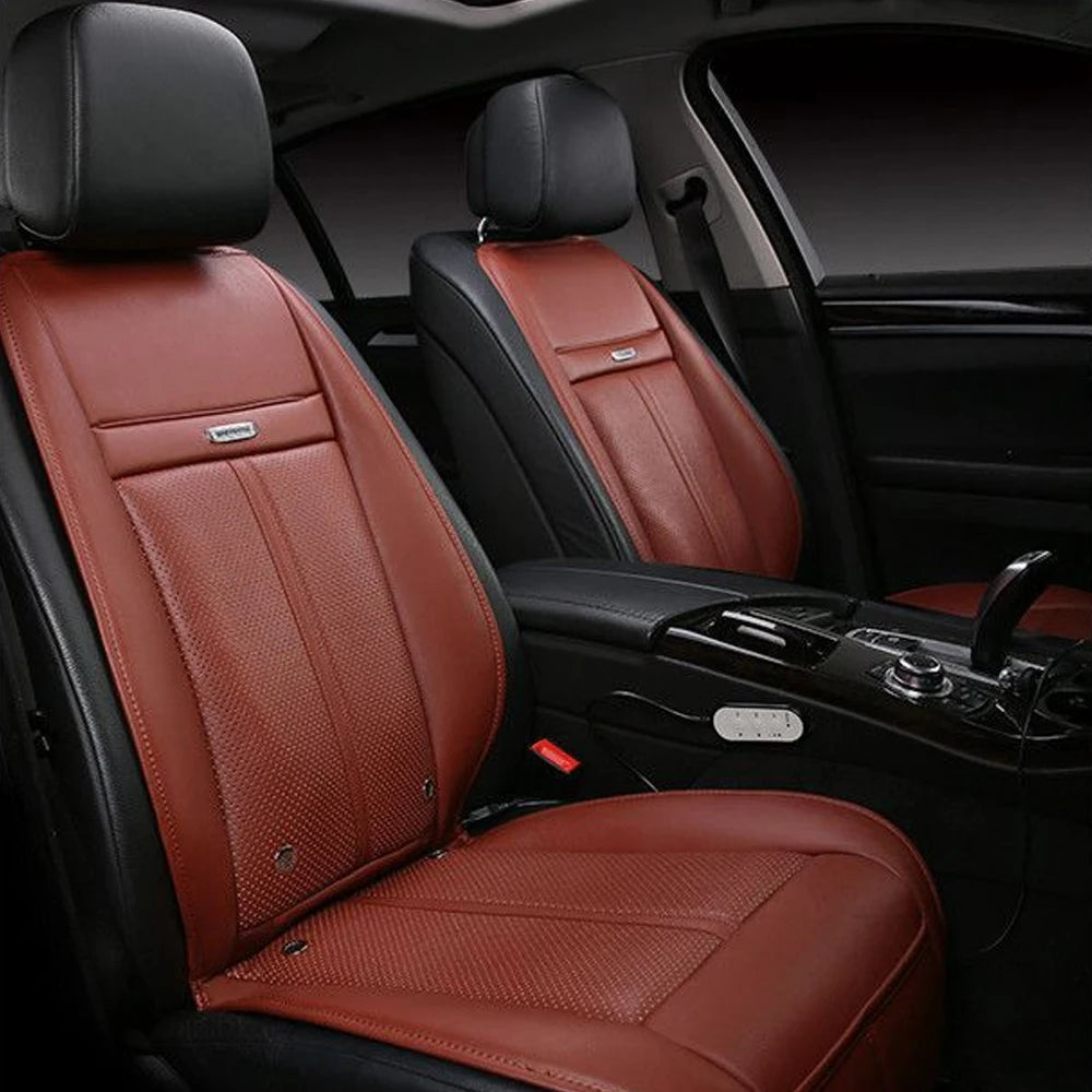 Luxury Heated and Cooling Car Seat Cover, Ventilated Cooling Car Seat Warmer Cushion 12-24V Universal Fit, Classic Black