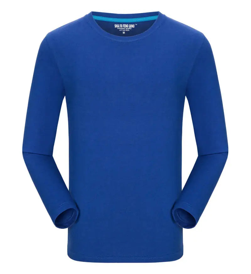 Custom logo cotton t-shirt Spring/autumn men T-shirt home men's long sleeved O-neck solid color casual T-shirts USA size XS-2XL