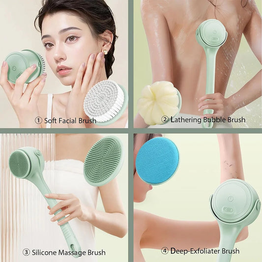 4in1 Electric Silicone Bath Brush,Soft Deep Cleaning Exfoliating Electric Bath Brush for Bathroom Skin Care Daily Use