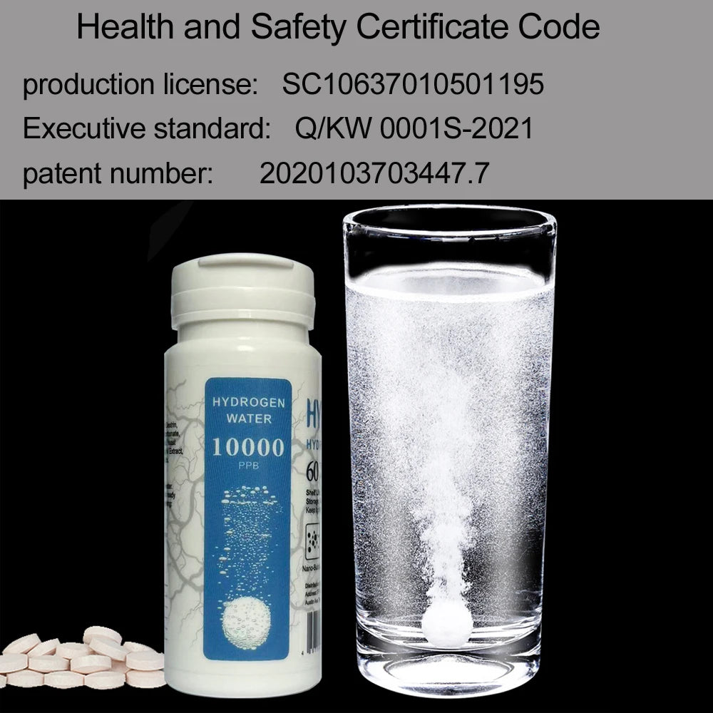 H2NANO alkaline anti-aging rich hydrogen water H2 effervescent tablet 10000PPB can improve taste 60 tablets