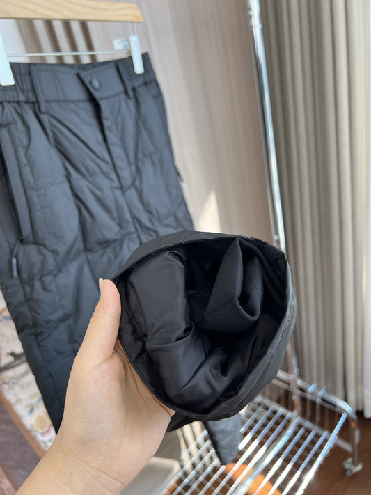 Men's Winter Comfortable Pure Color Casual down Pants 90 Duck down Long Trousers Fashionable Youth Style Outerwear